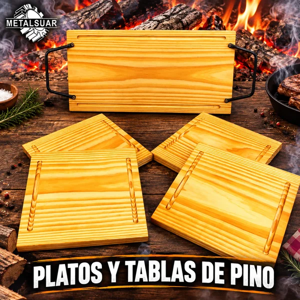 PLATOS Y TABLAS DE PINO