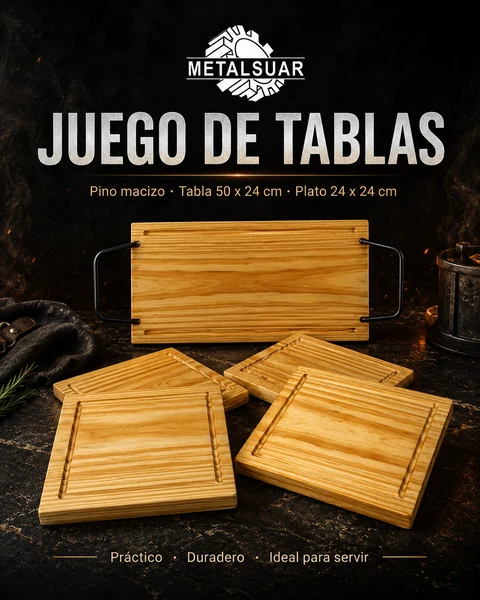Juego de tablas de pino